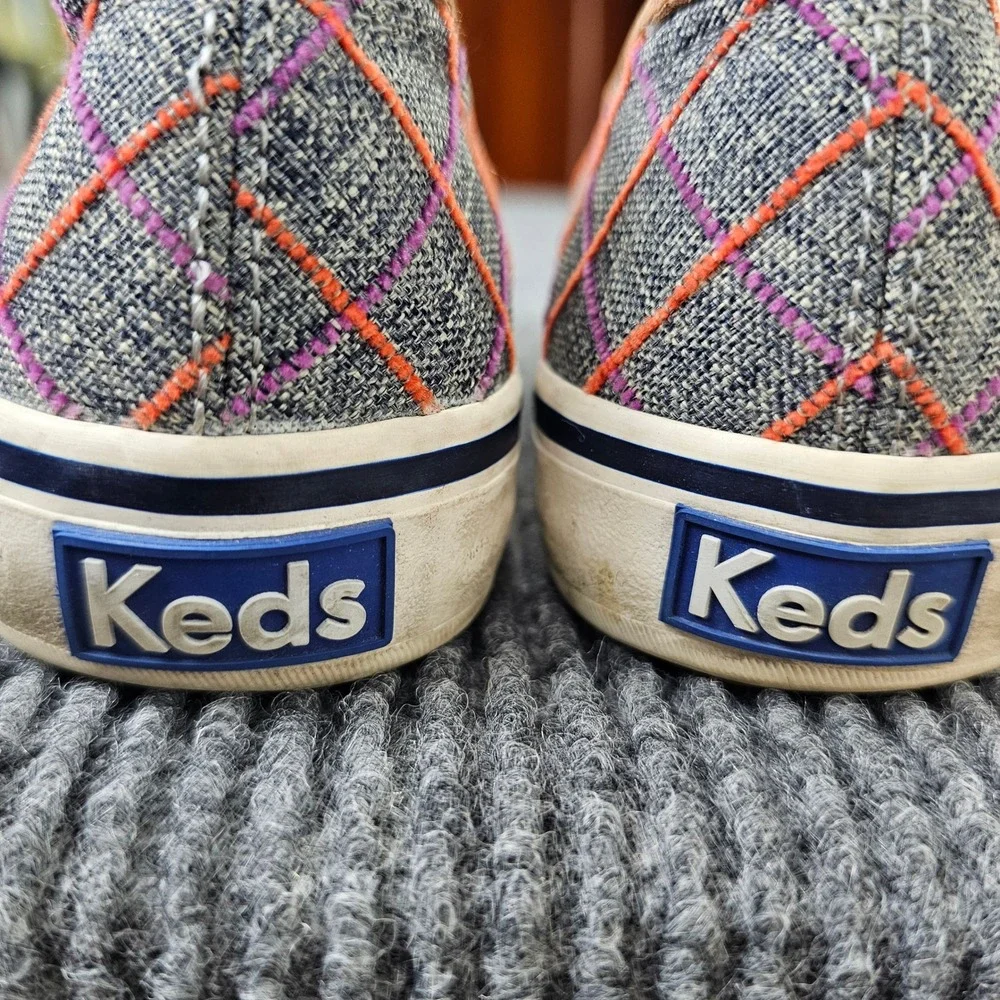 Keds Slip On Women 7.5 Gray Plaid Champion WF55720 Canvas Casual Loafers